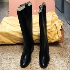 Acne studios knee high leather boots